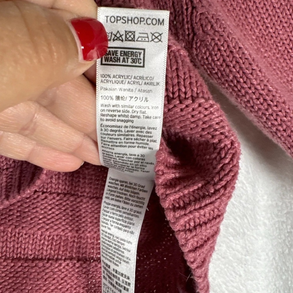 Top shop women’s crop blush pink color cable knit oversized sweater size 4 - Picture 6 of 9